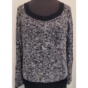 Eileen Fisher Linen Twist Knit Scoop Neck Sweater Black M EUC